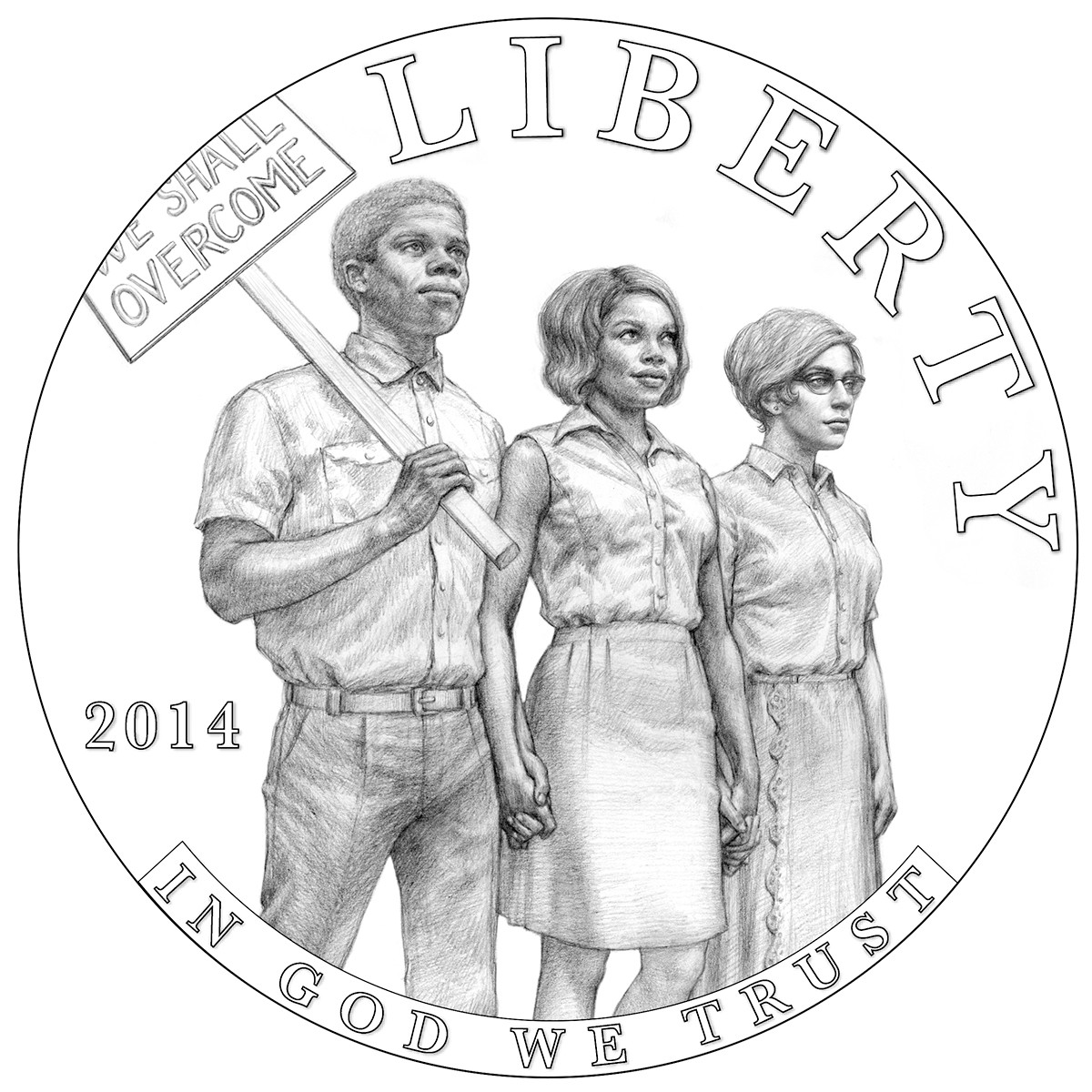 2014 Civil Rights Act of 1964 Commemorative Silver Coin Obverse Design