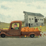 ILW61 Pig in Pumpkin Truck 16 x 20-d7abd42b